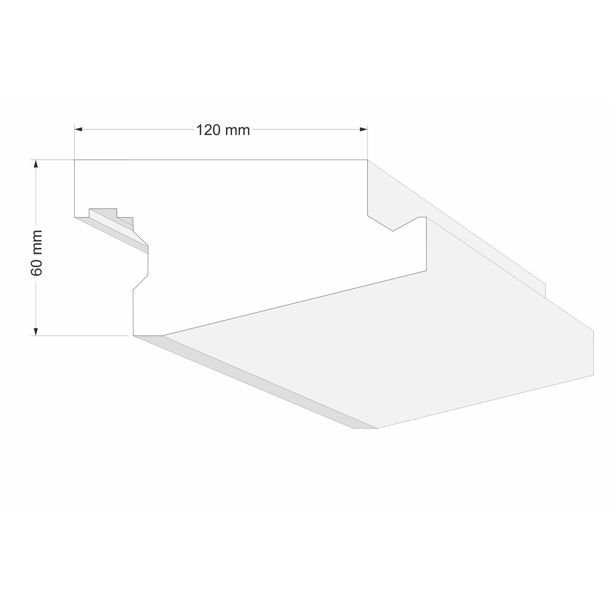 Tavan suspendat LED, Cornisa, ELHARE, Halogen LH1A, Polistiren, Alb,  60x130x2000mm 