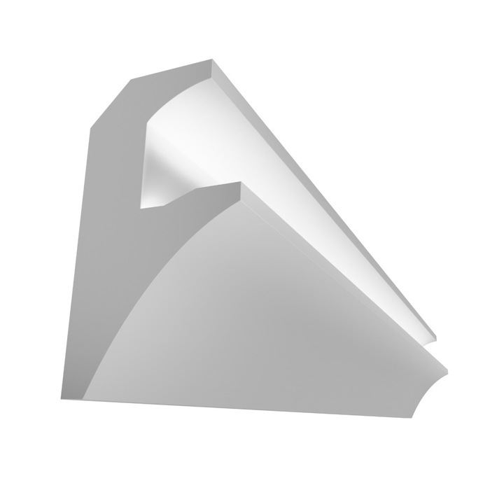 Cornisa pentru lumini LED Elhare LS25A, Polistiren, 100x55x2000mm, Alb