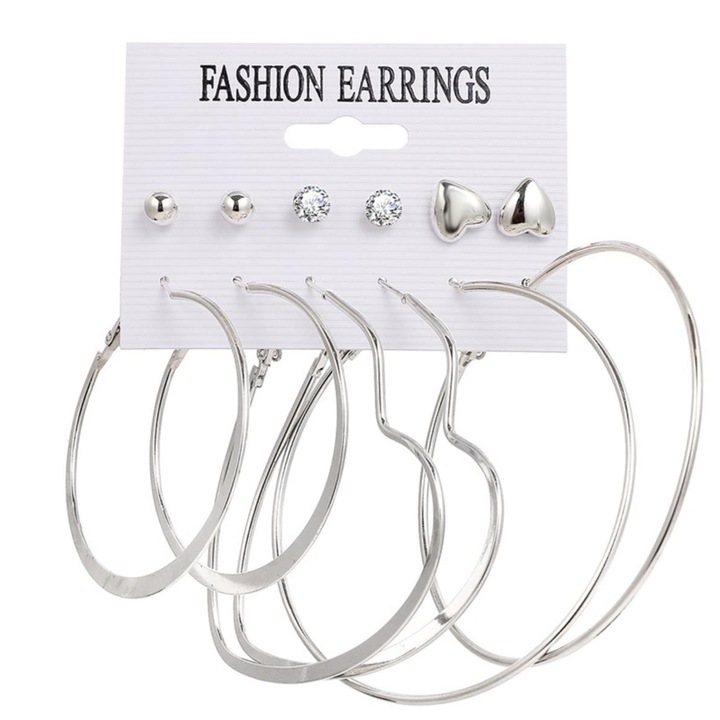 Комплект дамски обеци, Fac, Metal, Silver