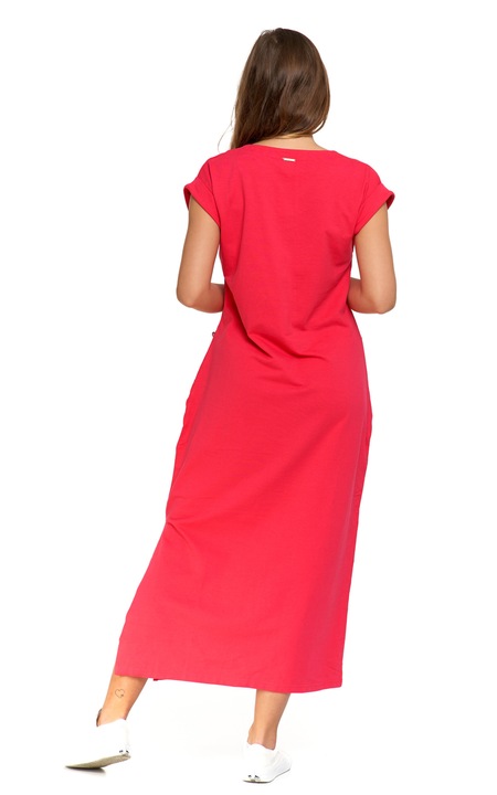 MORAJ női ruha maxi ruha rövid ujjal szabadidős pamut oversize 4200-001 - piros, Rózsaszín