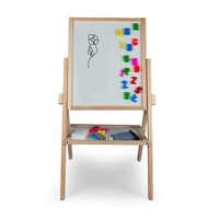 Tabla de scris 2 in 1, cu picioare, pentru copii - lemn natur