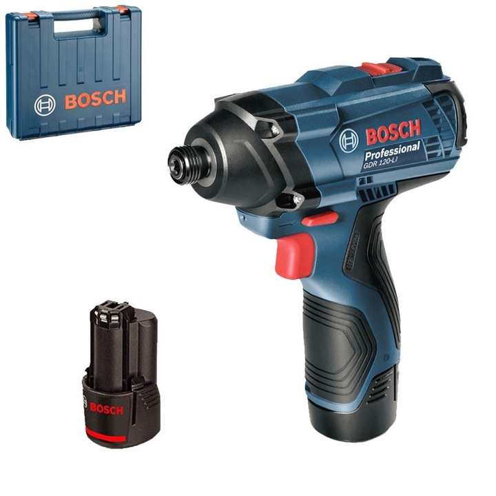 Bosch Professional GDR 120-LI akkus ütvecsavarozó, 2 akkumulátor 1.5 Ah, 12 V, 100 Nm, 2600 RPM + szerszámkoffer