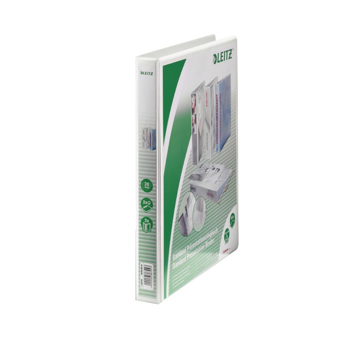 Механичен тефтер Leitz Panorama A4 Maxi, 2DR механизъм, 20 мм пръстен, бял