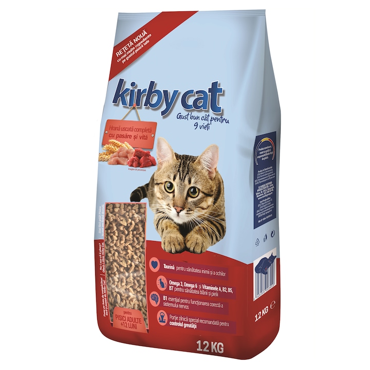 Суха храна за котки Kirby Cat, Пилешко/Говеждо, 12 кг
