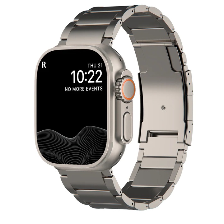 Titán szíj, MTP Titanium Band, kompatibilis az Apple Watch Ultra készülékkel, Super Light Model, Half Link, 49 mm, Ezüst