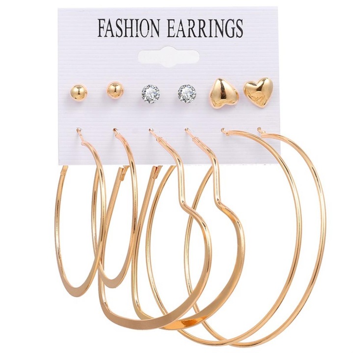 Комплект дамски обеци, Fac, Metal, Gold