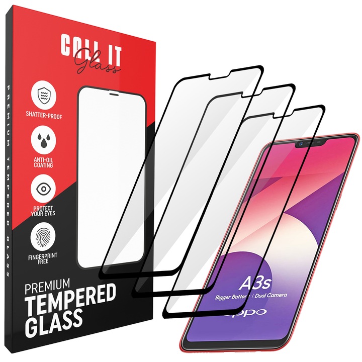 3 Call It Glass™ védőfólia készlet Oppo A3S-hez Premium Ultra Transparent Glass-ből