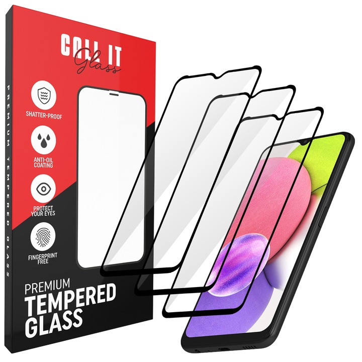 3 Call It Glass™ védőfólia készlet Samsung Galaxy A03s készülékhez Premium Ultra Transparent Glass üvegből