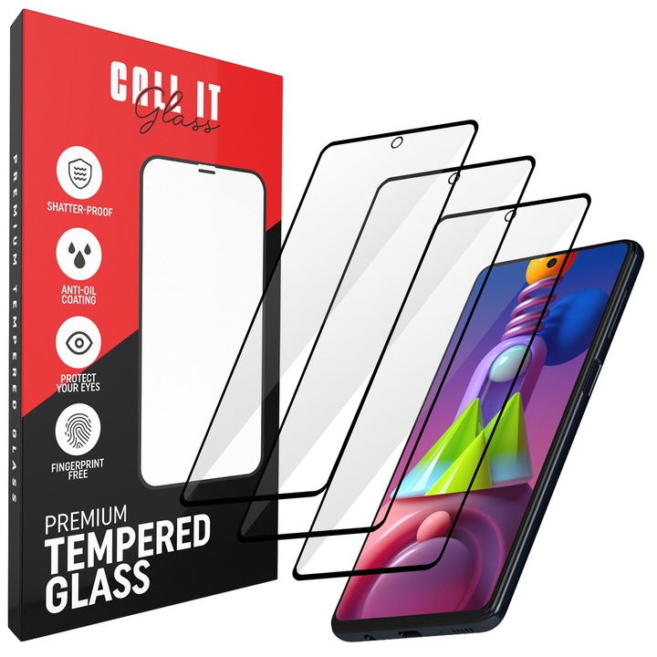 Prémium Ultra átlátszó üvegből készült 3 Call It Glass™ védőfólia készlet Samsung Galaxy M51 készülékhez