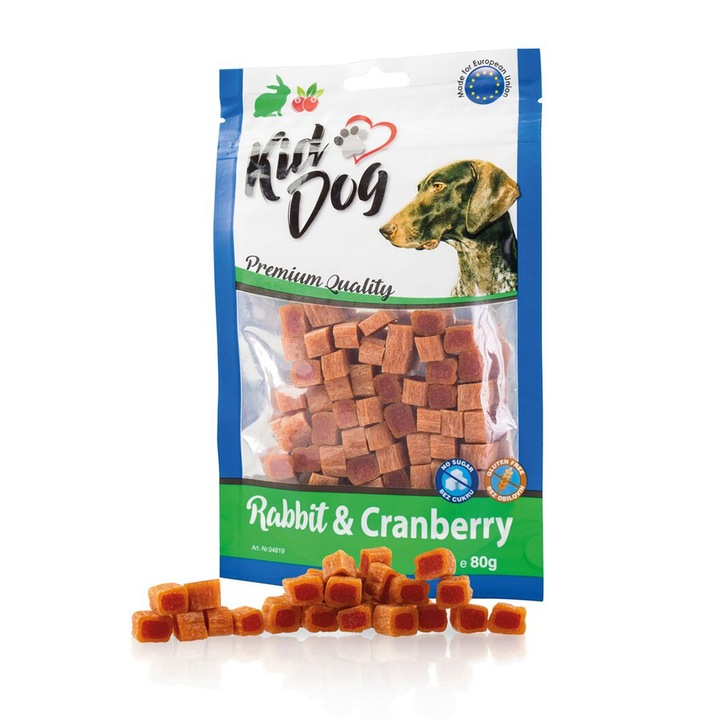 Recompensa KID DOG Cubulete Din Carne De Iepure Si Merisoare Pentru Caini 80g A04819