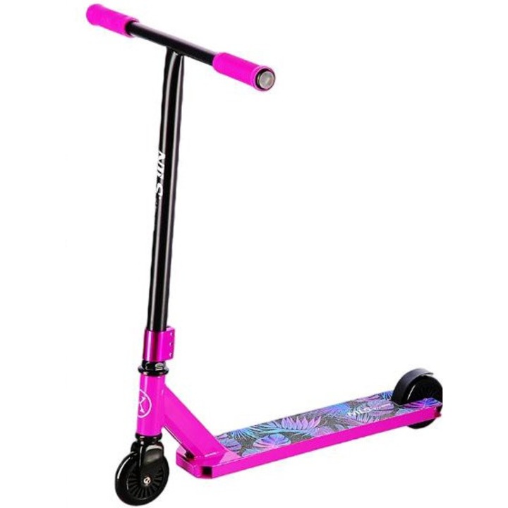 Детска тротинетка Nils Extreme, Метал, Черен/Розов