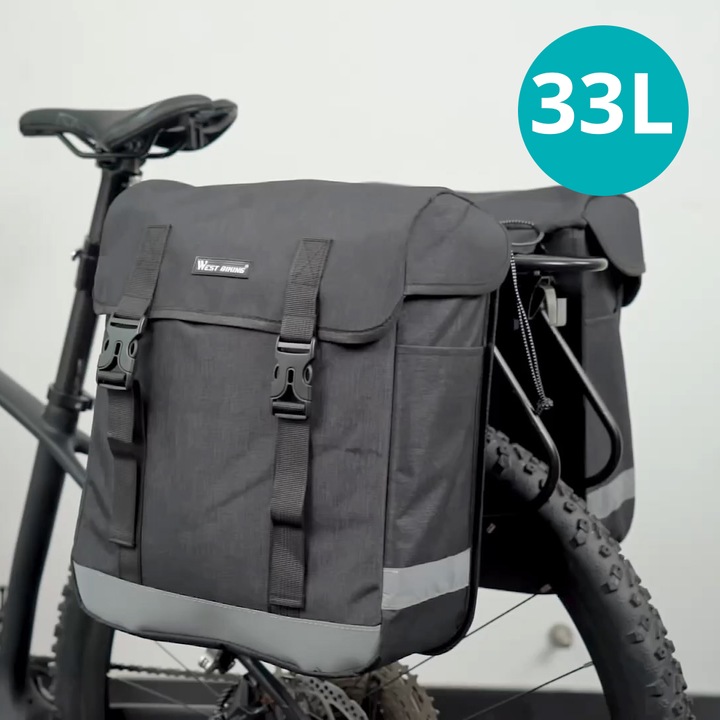 Timeless Tools Kétoldalas kerékpártáska, 33 l, vízálló, fekete