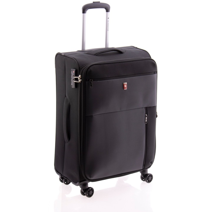 Куфар Gladiator Arctic MG 3711, Среден, Найлон, TSA код, Разтегателен, 66 cm, Черен