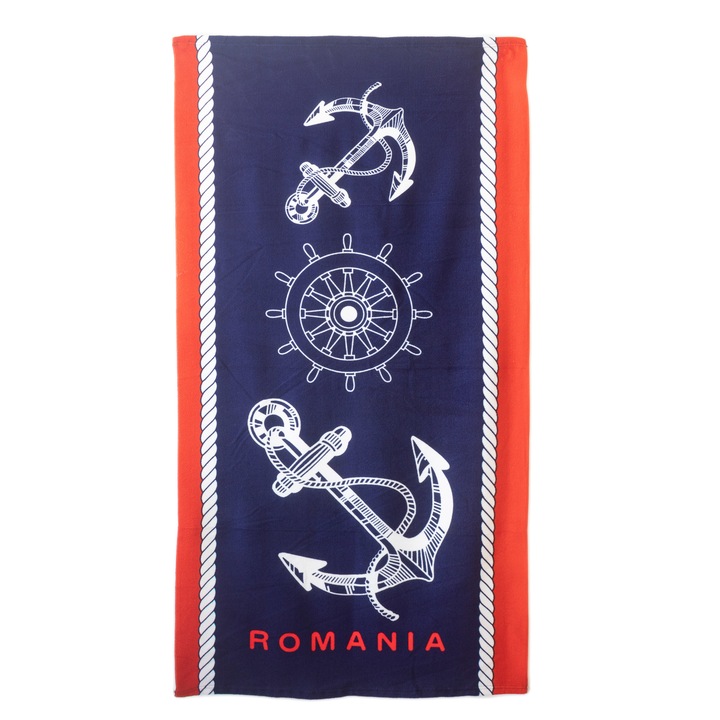 Плажна кърпа Pin Trade SRL, 70х150см, Полиестер, Две котви, Многоцветна