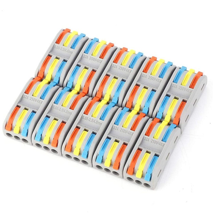 Set 10 conectori pentru cabluri, Betrusami, 3 Cai, Multicolor