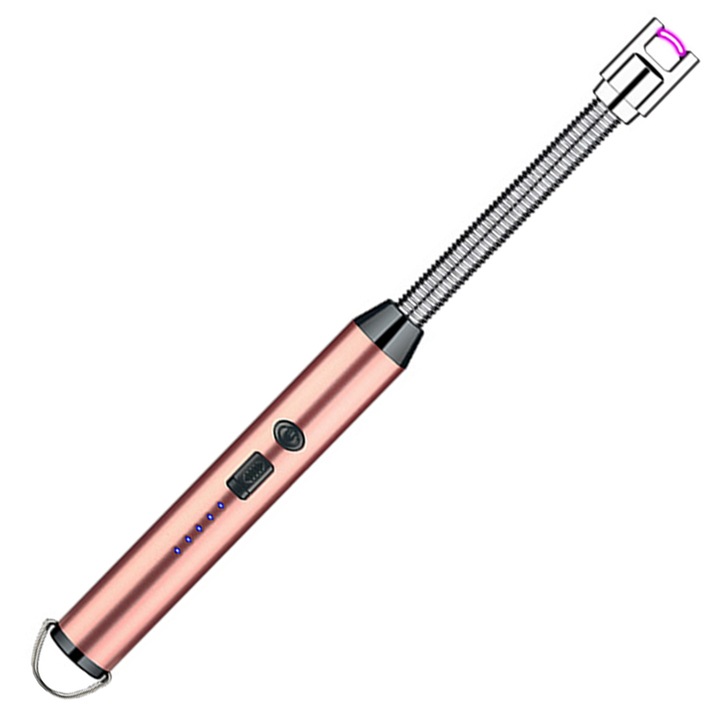 Bricheta electrica, reincarcabila cu cablu USB, wireless, aprinzator flexibil cu arc electric, antivant, pentru aprinderea focului la aragaz, semineu, lumanari, gratar, Roz