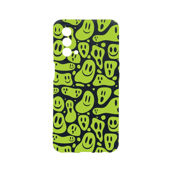 Силиконов калъф BestCase за OPPO A93 5G, Green Acid Smiley, 0.8MM Slim, Camera Protection, Black Silicon Series, c-B 1051