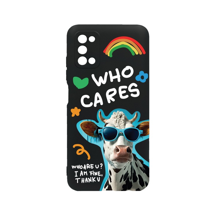 Силиконов калъф BestCase за OPPO Reno 5 Pro 5G, Cool Cow - Who Cares?, 0.8MM Slim, Camera Protection, Black Silicon Series, c-B 975