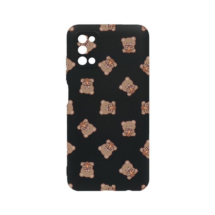 Силиконов калъф BestCase за OPPO Reno 5 Pro 5G, Teddy Bear Pattern, 0.8MM Slim, Camera Protection, Black Silicon Series, c-B 974