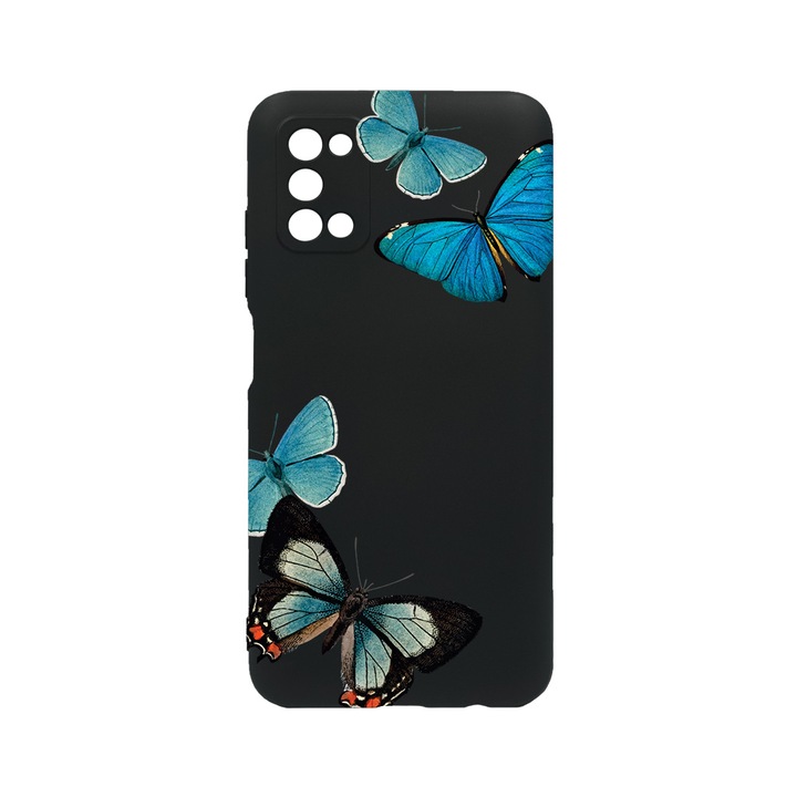 Силиконов калъф BestCase за OPPO Reno 5 Pro 5G, Beautiful Blue Butterflies, 0.8MM Slim, Camera Protection, Black Silicon Series, c-B 991