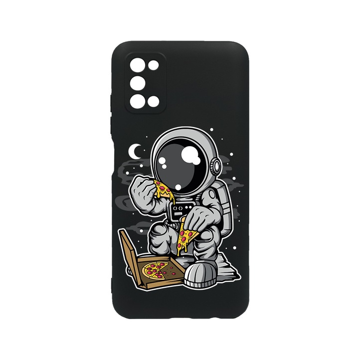 Силиконов калъф BestCase за OPPO Reno 5 Pro 5G, Astronaut Pizza, 0.8MM Slim, Camera Protection, Black Silicon Series, c-B 1004