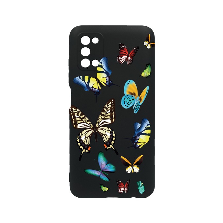 Силиконов калъф BestCase за OPPO Reno 5 Pro 5G, Beautiful Color Butterflies, 0.8MM Slim, Camera Protection, Black Silicon Series, c-B 992