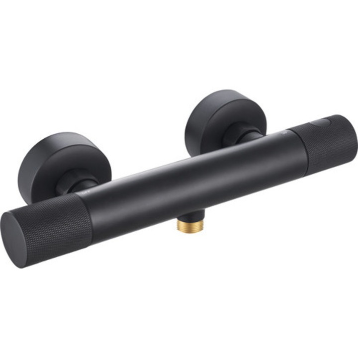 Baterie dus cu termostat form & style Kuda negru mat