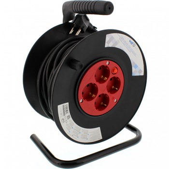 Prelungitor cu tambur Well, cu termosiguranta 4 prize, 1.5mm, IP20, 20 m Prelungitor cu tambur Well, cu termosiguranta 4 prize, 1.5mm, IP20, 20 m