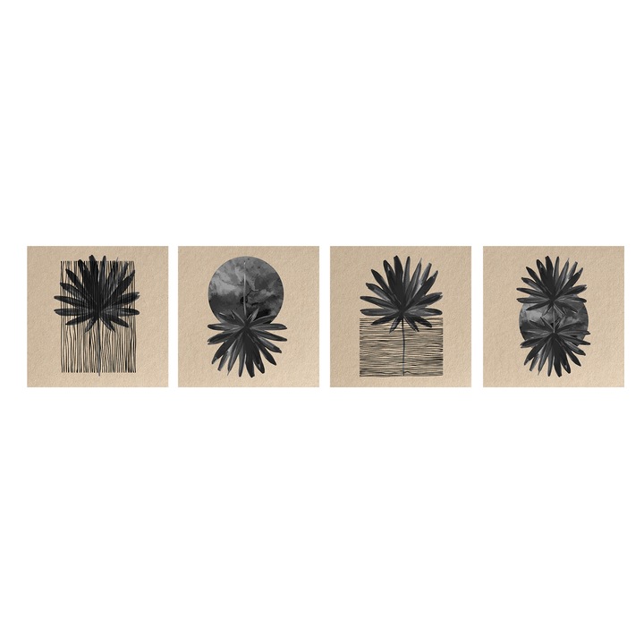 Tablou canvas 4Decor, Black palm, 200x50cm, DE0218