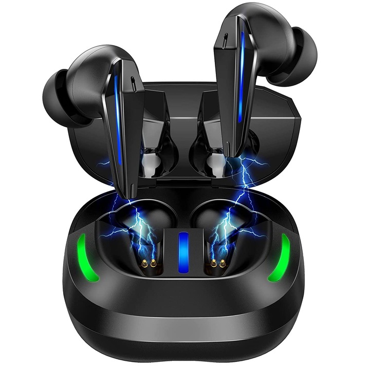 ProSound™ IdealStore vezeték nélküli fejhallgató, Bluetooth 5.1, 60 órás autonómia, érintésvezérlés, kettős LED-es digitális kijelző, automatikus párosítás, beépített mikrofon, 470 mAh-s akkumulátor, fekete kiadású fejhallgató