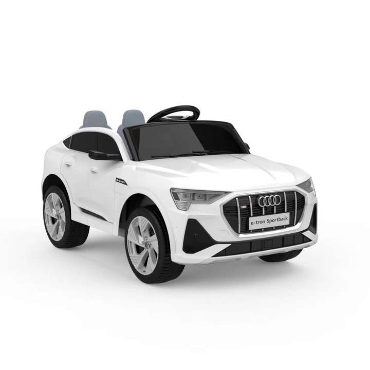 Masinuta electrica copii Audi E-tron Sportback, roti moi, 2 x 35W, 2-6 ani, alba
