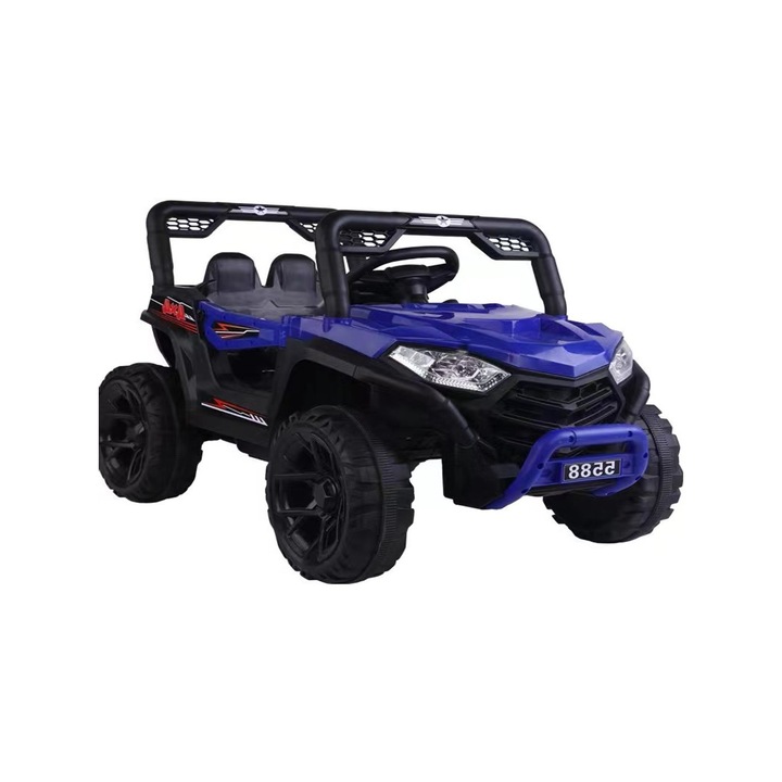 Masinuta Electrica cu acumulator pentru copii NOVOKIDS™ Buggy Mini UTV, Cu faruri luminoase, Telecomanda, 3-7 ani, max 30 kg, 3 Viteze, Lungime 110 cm, Model Offroad, Albastru