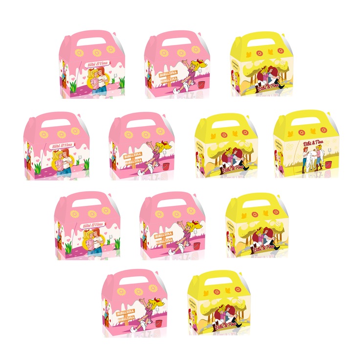 Set 12 cutii cadou, Bibi si Tina, Hartie, Multicolor