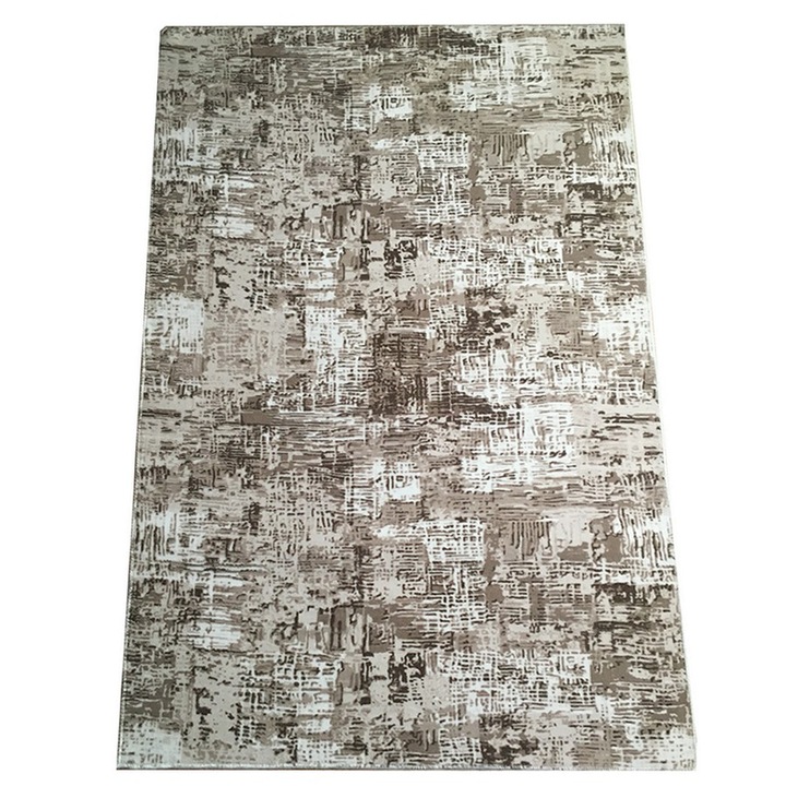 Absztrakt csúszásmentes szőnyeg, bézs barnával, poliészter, 80 x 150 cm