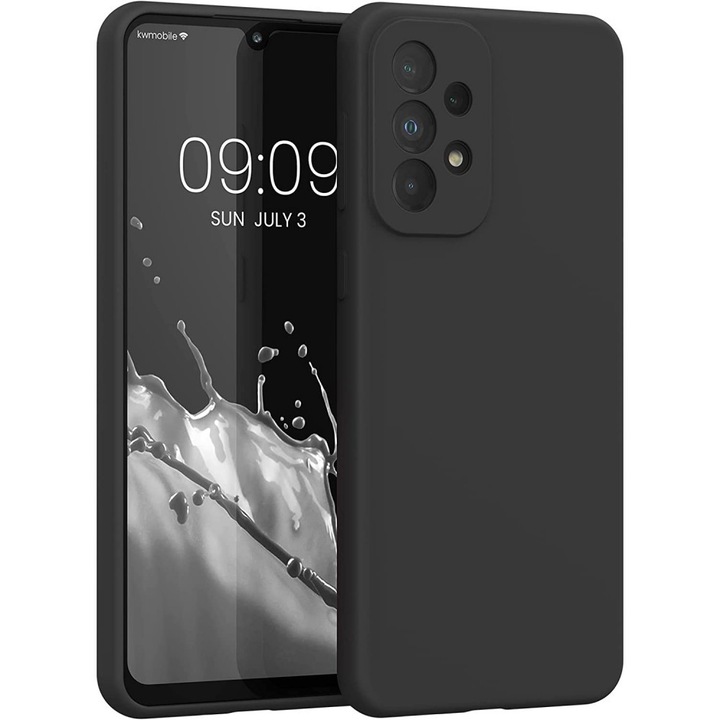 Samsung Galaxy A33 5G kompatibilis szilikon hátlaptok, velúr belsővel, matt, fekete, Silicon