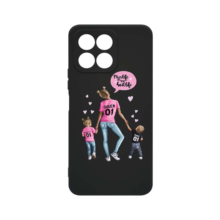 Силиконов калъф BestCase за Honor X8 5G, Mom Life Boy And Girl, 0.8MM Slim, Camera Protection, Black Silicon Series, c-B 557