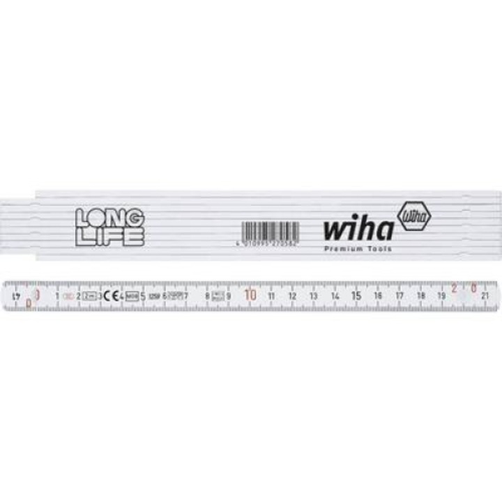 Rigla pliabila, Wiha, Alb, 2 m