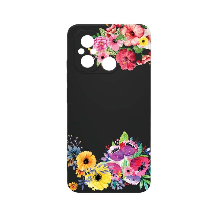 Husa BestCase® SLIM SIlicon 0.8MM, Compatibila Cu Xiaomi Redmi 12C, Flowers, Rezistenta la uzura, Protectie Camera, c-B 56