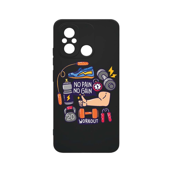 Husa BestCase® SLIM SIlicon 0.8MM, Compatibila Cu Xiaomi Redmi 12C, No Pain No Gain, Rezistenta la uzura, Protectie Camera, c-B 783