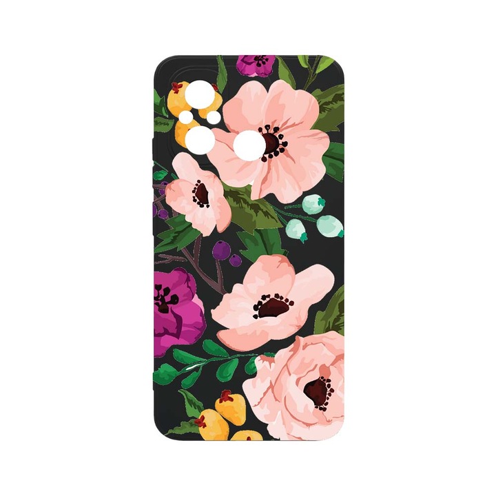 Husa BestCase® SLIM SIlicon 0.8MM, Compatibila Cu Xiaomi Redmi 12C, Pastel Flowers, Rezistenta la uzura, Protectie Camera, c-B 629