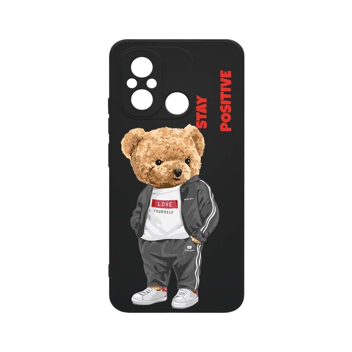 Husa BestCase® SLIM SIlicon 0.8MM, Compatibila Cu Xiaomi Redmi 12C, Stay Positive - Teddy Bear, Rezistenta la uzura, Protectie Camera, c-B 926