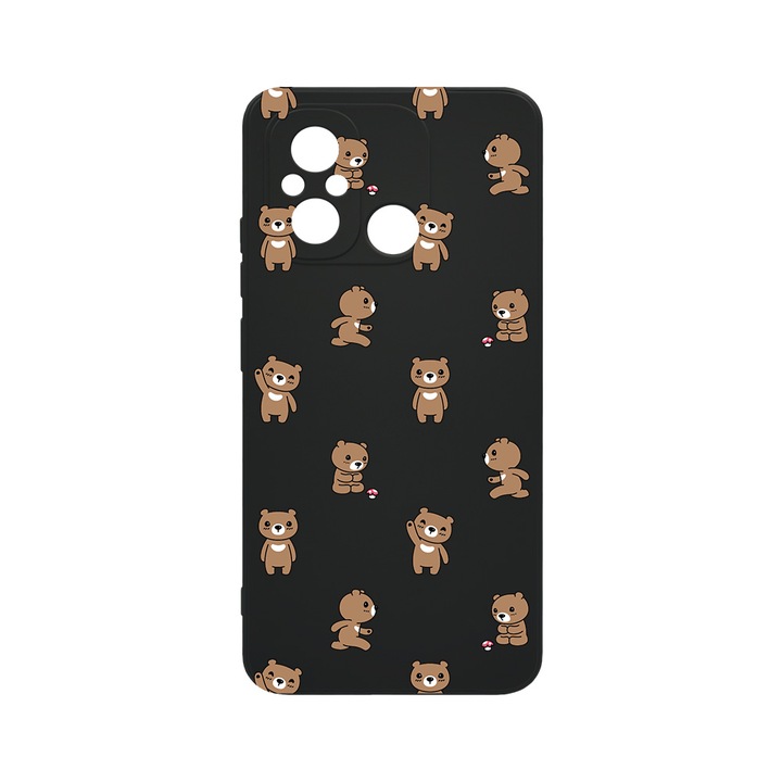 Husa BestCase® SLIM SIlicon 0.8MM, Compatibila Cu Xiaomi Redmi 12C, Teddy Bear Pattern, Rezistenta la uzura, Protectie Camera, c-B 970