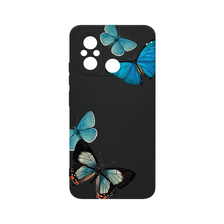 Husa BestCase® SLIM SIlicon 0.8MM, Compatibila Cu Xiaomi Redmi 12C, Beautiful Blue Butterflies, Rezistenta la uzura, Protectie Camera, c-B 991