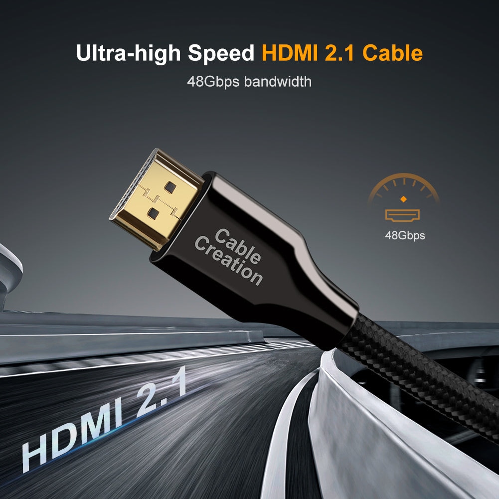 Кабел HDMI 2.1 мъжки към мъжки, сертифициран, CableCreation®, 8K60HZ