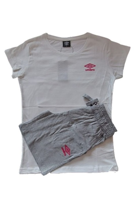Set de tricou si pantaloni scurti dama UBW22013B, Alb/Gri, L