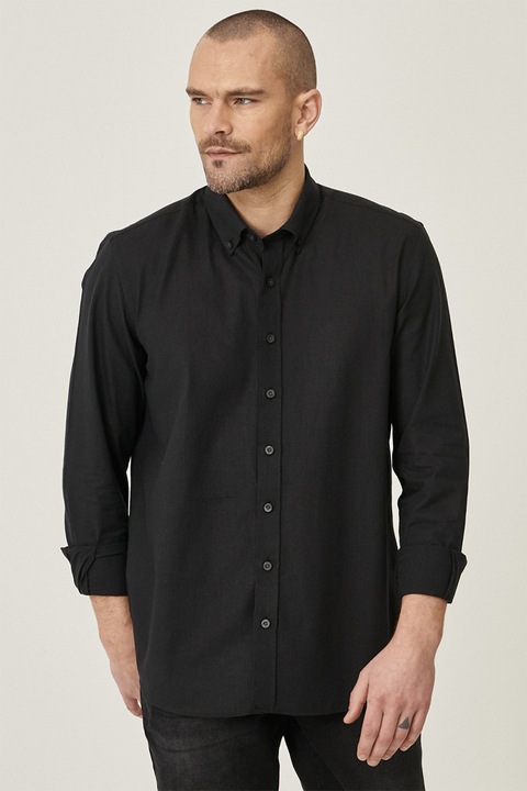 AC&Co, Camasa slim fit de bumbac, Negru stins