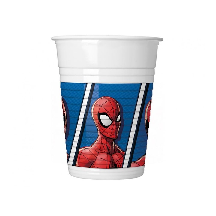 Комплект от 8 парти чаши модел Спайдърмен 200 мл, пластмаса