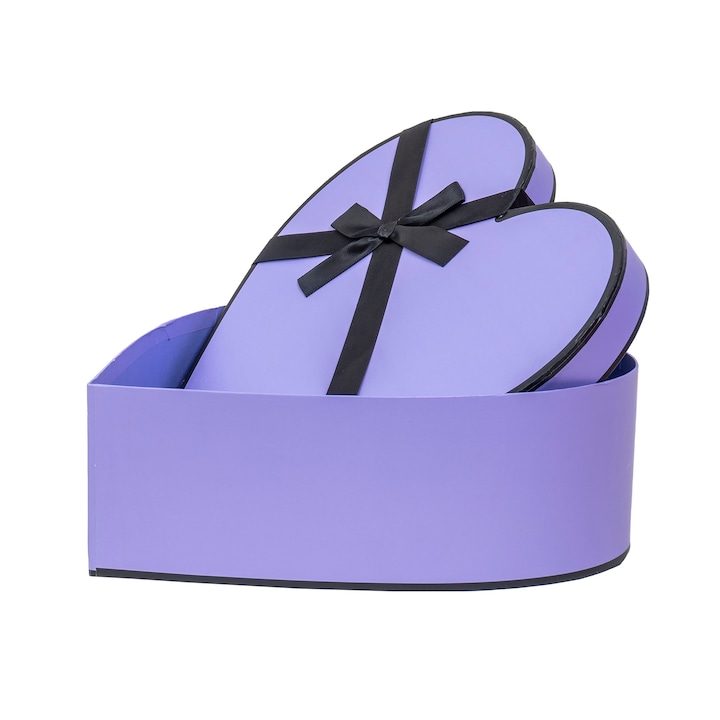 Set 3 cutii in forma de inima, cu fundita, B.S.P. / CD4924_M