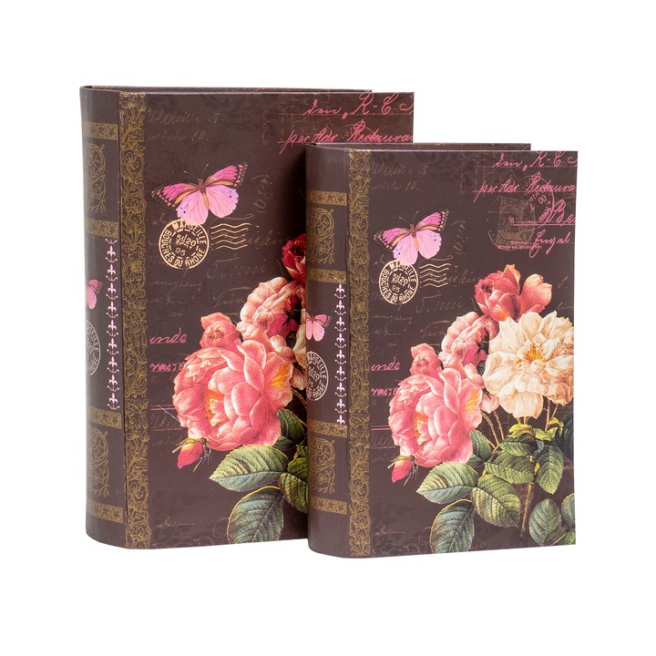 Set 2 cutii cu forma de carte si model CD4958_3