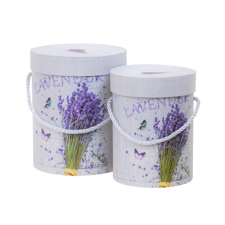 Set 2 cutii cu forma cilindrica si model CD4424_2